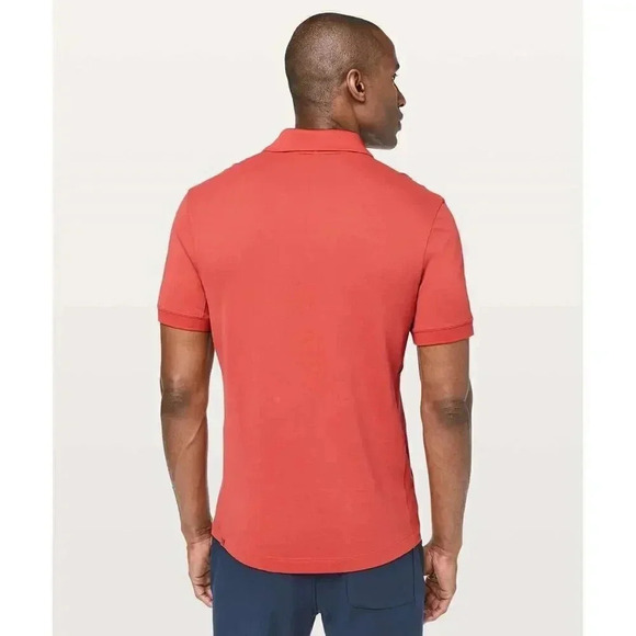 Lululemon Tech Pique Vermillion Salmon Performance Golf Polo Shirt~ Small - Picture 4 of 12